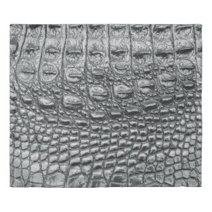 Crocodile Noir: Black Leather Mystique Duvet Cover