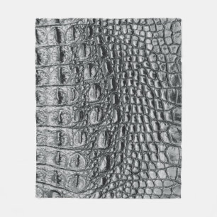 Crocodile Noir: Black Leather Mystique Fleece Blanket