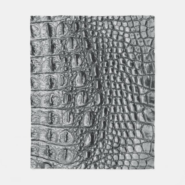 Crocodile Noir: Black Leather Mystique Fleece Blanket (Front)