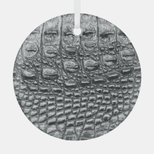 Crocodile Noir: Black Leather Mystique Glass Ornament