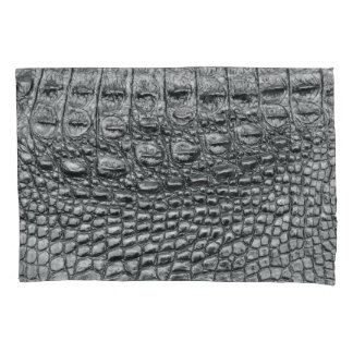 Crocodile Noir: Black Leather Mystique Pillow Case