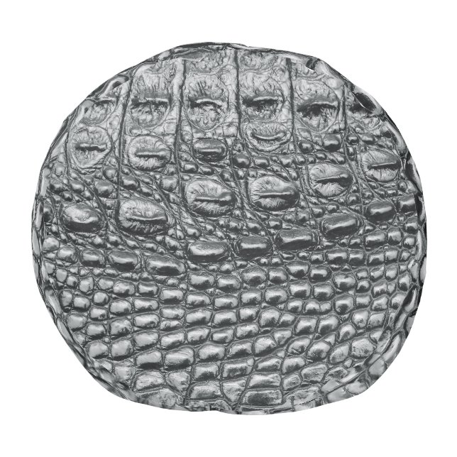 Crocodile Noir: Black Leather Mystique Pouf (Bottom)