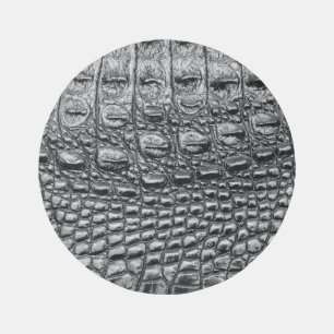 Crocodile Noir: Black Leather Mystique Rug