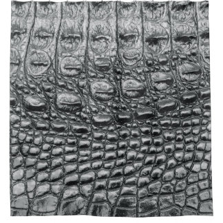 Crocodile Noir: Black Leather Mystique Shower Curtain