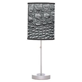 Crocodile Noir: Black Leather Mystique Table Lamp