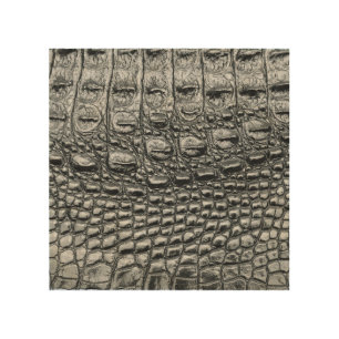 Crocodile Noir: Black Leather Mystique Wood Wall Art