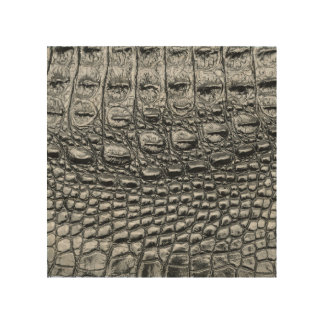 Crocodile Noir: Black Leather Mystique Wood Wall Art