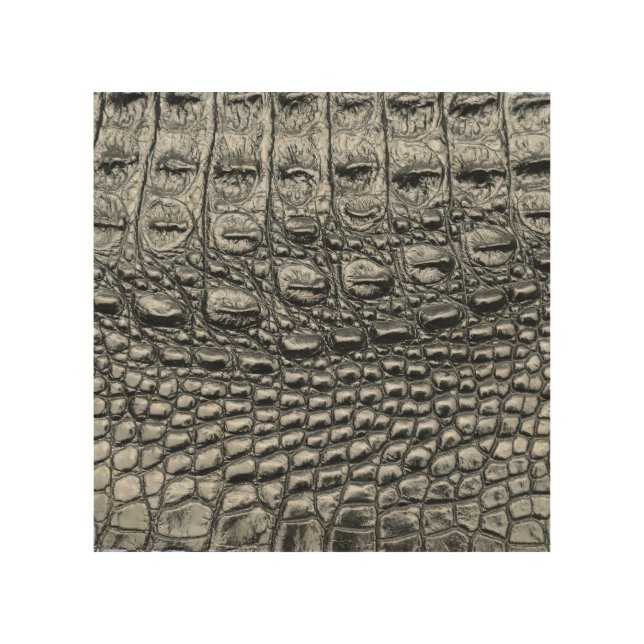 Crocodile Noir: Black Leather Mystique Wood Wall Art (Front)