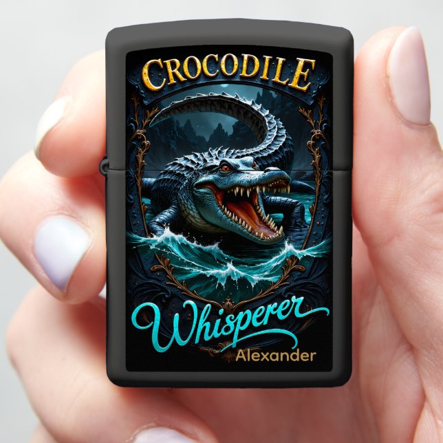 Crocodile Personalized Phantom Surging Water Zippo Lighter (In Hand)