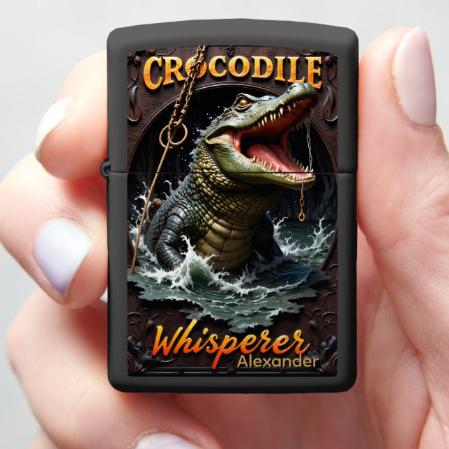 Crocodile Personalized Predator's Chain Oath Zippo Lighter (In Hand)