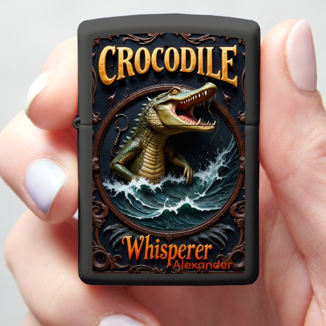 Crocodile Personalized Predator's Skull Rage Zippo Lighter (In Hand)