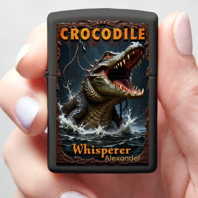 Crocodile Personalized Predator's Surging Oath Zippo Lighter (In Hand)