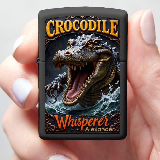 Crocodile Personalized Predator's Surging Oath Zippo Lighter (In Hand)