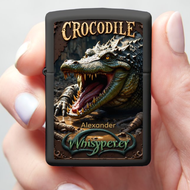 Crocodile Personalized Primeval Mud Fury Zippo Lighter (In Hand)