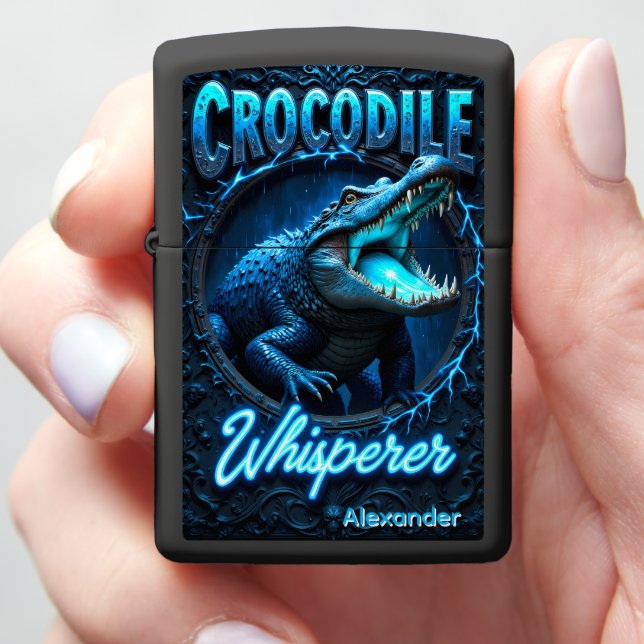 Crocodile Personalized Thunder Croc Electric Zippo Lighter (In Hand)