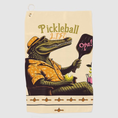 Crocodile Pink Drink Pickleball Hand Towel w Clip