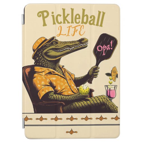 Crocodile Pink Drink Pickleball iPad Cover Case