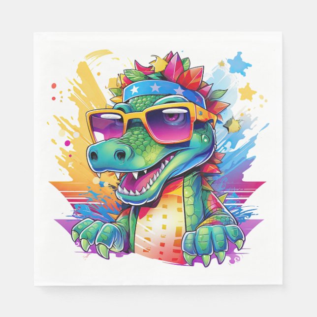 Crocodile Pink & Green Matching Birthday Napkins (Front)