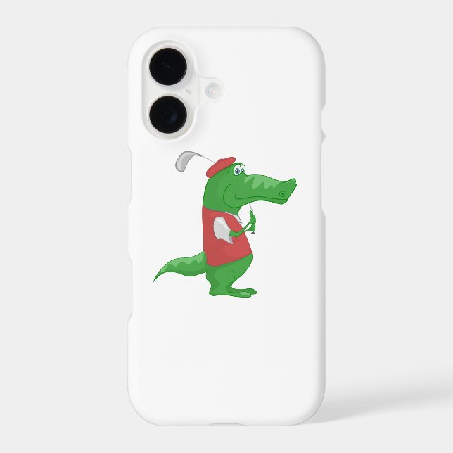 Crocodile playing golf cartoon iphone case (Back)