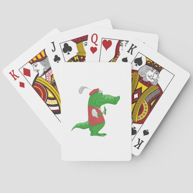 Crocodile playing golf cartoon poker cards (Back)