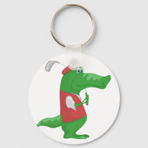 Crocodile Playing Golf Keychain