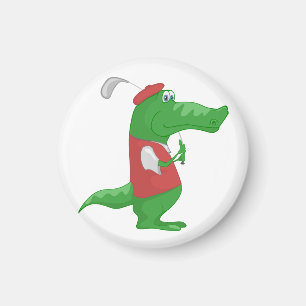 Crocodile Playing Golf Magnet