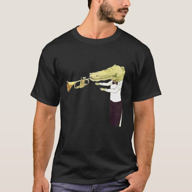 Crocodile Playing Trumpet Funny Halloween Costume  T-Shirt (Front)