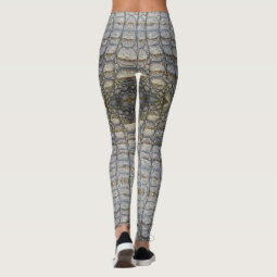 Legmogu'e Larmes Crocodile Print Jean Leggings - High Waisted, Faux Pockets & Belt Loops, Ankle Length