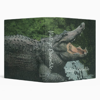 Crocodile Reptiles, Vintage Marine Animal Life 3 Ring Binder