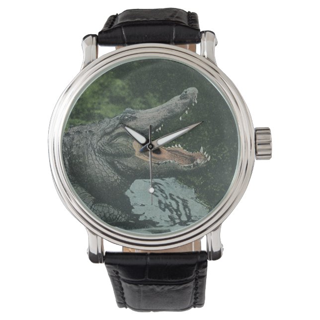Crocodile Reptiles, Vintage Marine Animal Life Watch (Front)