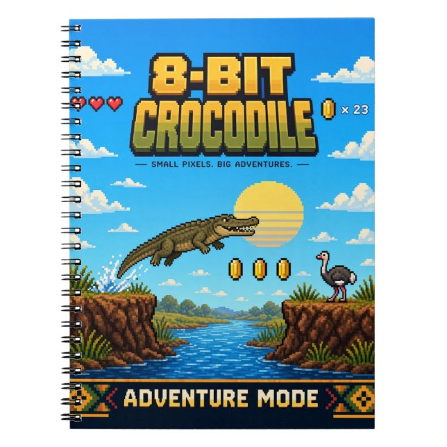 Crocodile, Retro 8-Bit Pixel Art Notebook (Front)