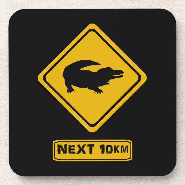 crocodile road sign beverage coaster (Front)