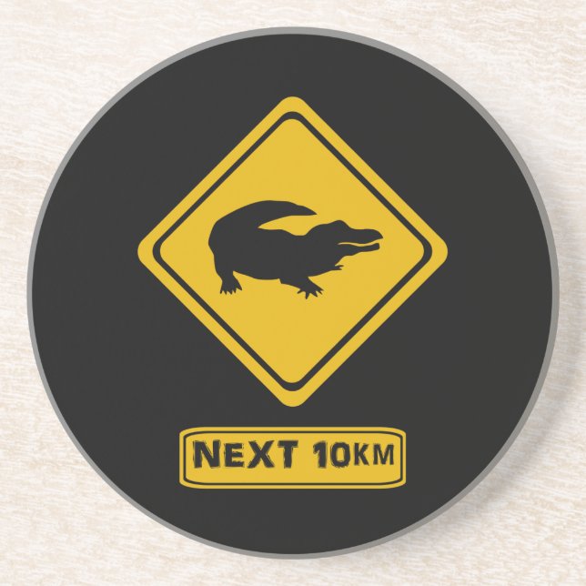 crocodile road sign drink coaster (Front)