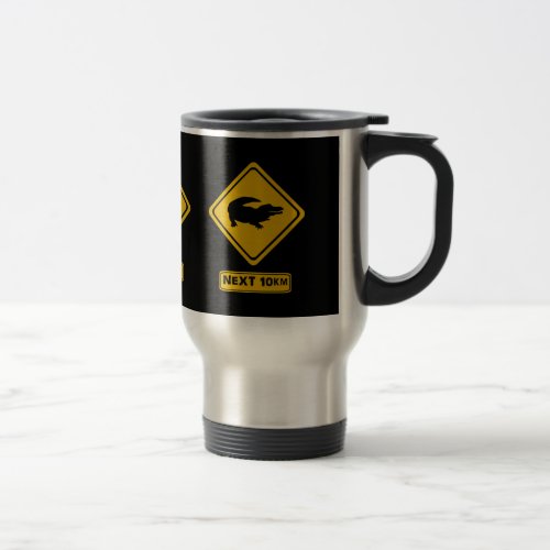 crocodile road sign travel mug