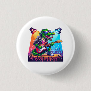 Crocodile rockstar cool art button