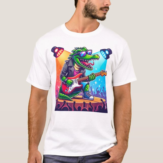 Crocodile rockstar cool art  T-Shirt (Front)
