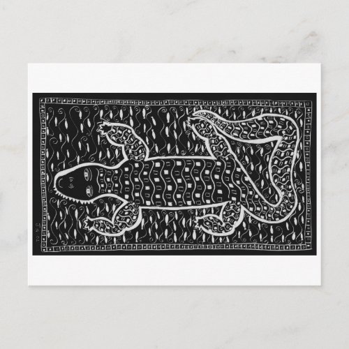Crocodile Scraperboard Postcard