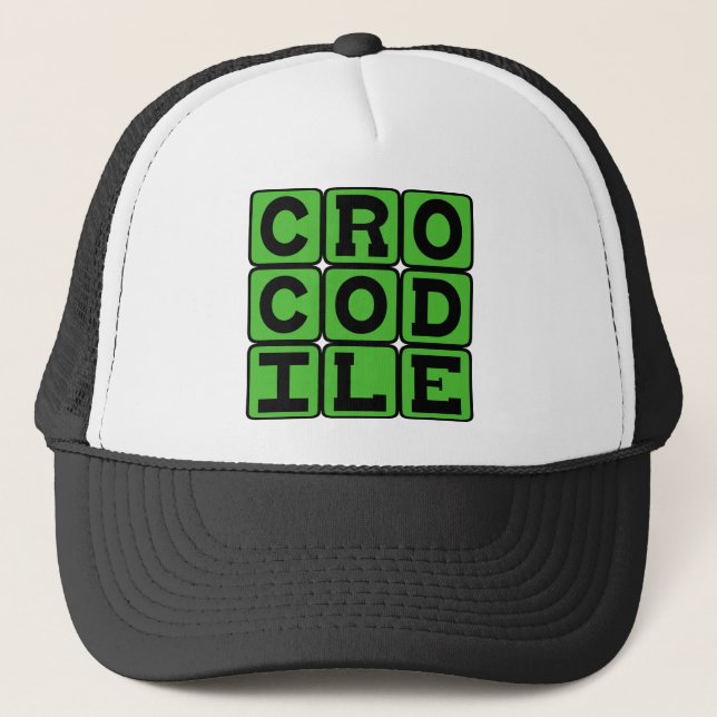 Crocodile, Semiaquattic Reptile Trucker Hat (Front)