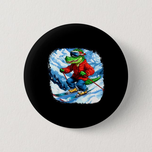Crocodile Skier  Button (Front)