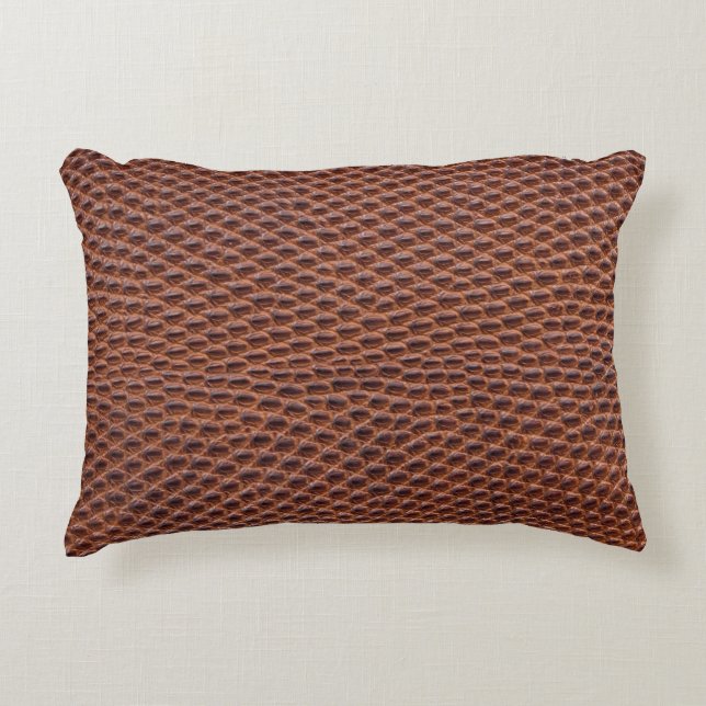 Crocodile Skin: Brown Leather Texture Accent Pillow (Front)