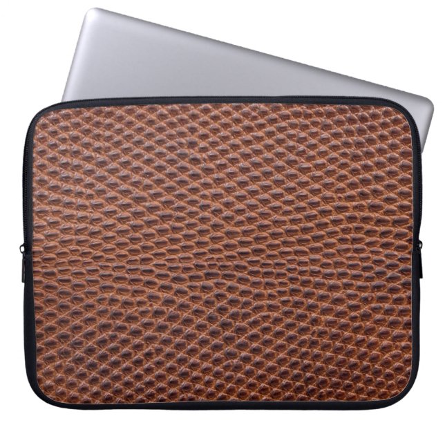 Crocodile Skin: Brown Leather Texture Laptop Sleeve (Front)