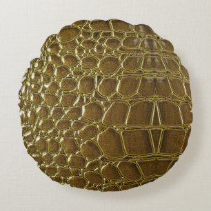Crocodile Skin: Closeup Texture Detail Round Pillow