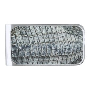 Crocodile Skin Silver Finish Money Clip
