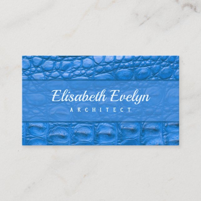 Crocodile skin texture, blue color business card (Front)