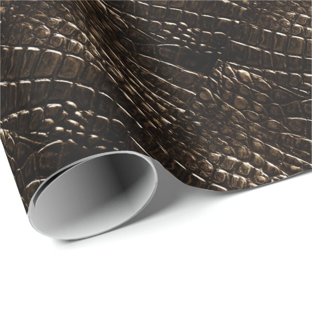 Crocodile Skin Wrapping Paper Black, Brown (Roll Corner)