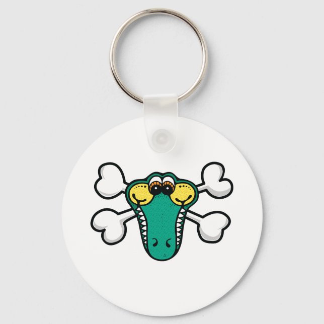 Crocodile Skull and Crossbones Keychain (Front)