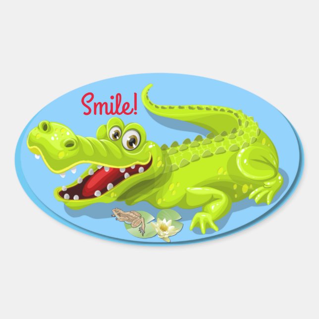 Crocodile Smile! Oval Sticker (Front)