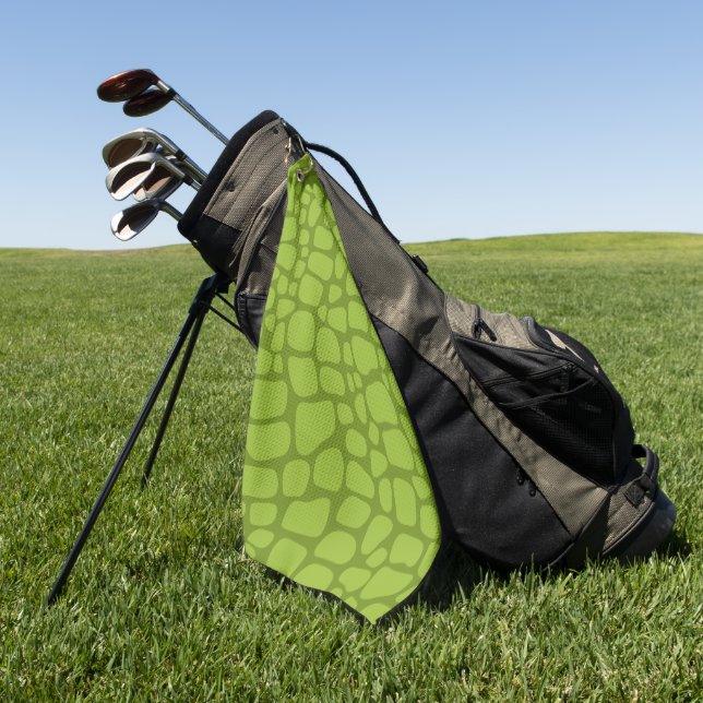 Crocodile Stripes green Wild Animal skin pattern  Golf Towel (Green)