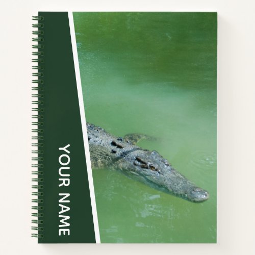 Crocodile Swimming in Australia Green Notebook