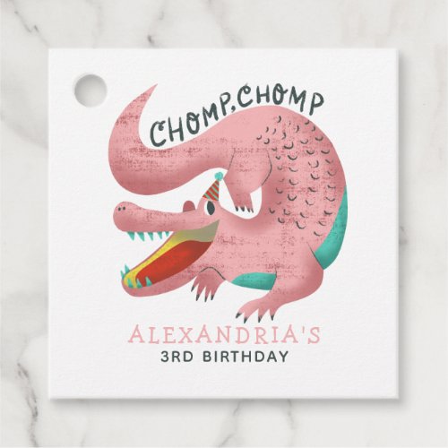 Crocodile Theme Birthday Party Pink Favor Tags